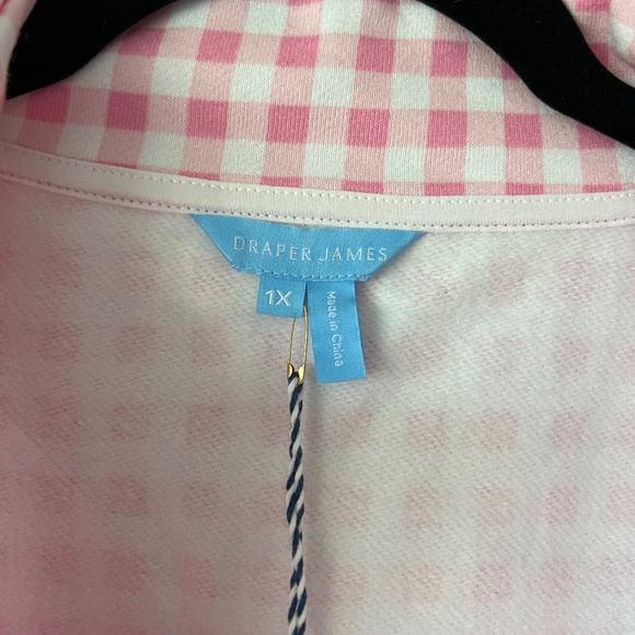 Draper James Cinch Waist Quarter-Zip in Pink Gingham size 1X - Picture 8 of 10